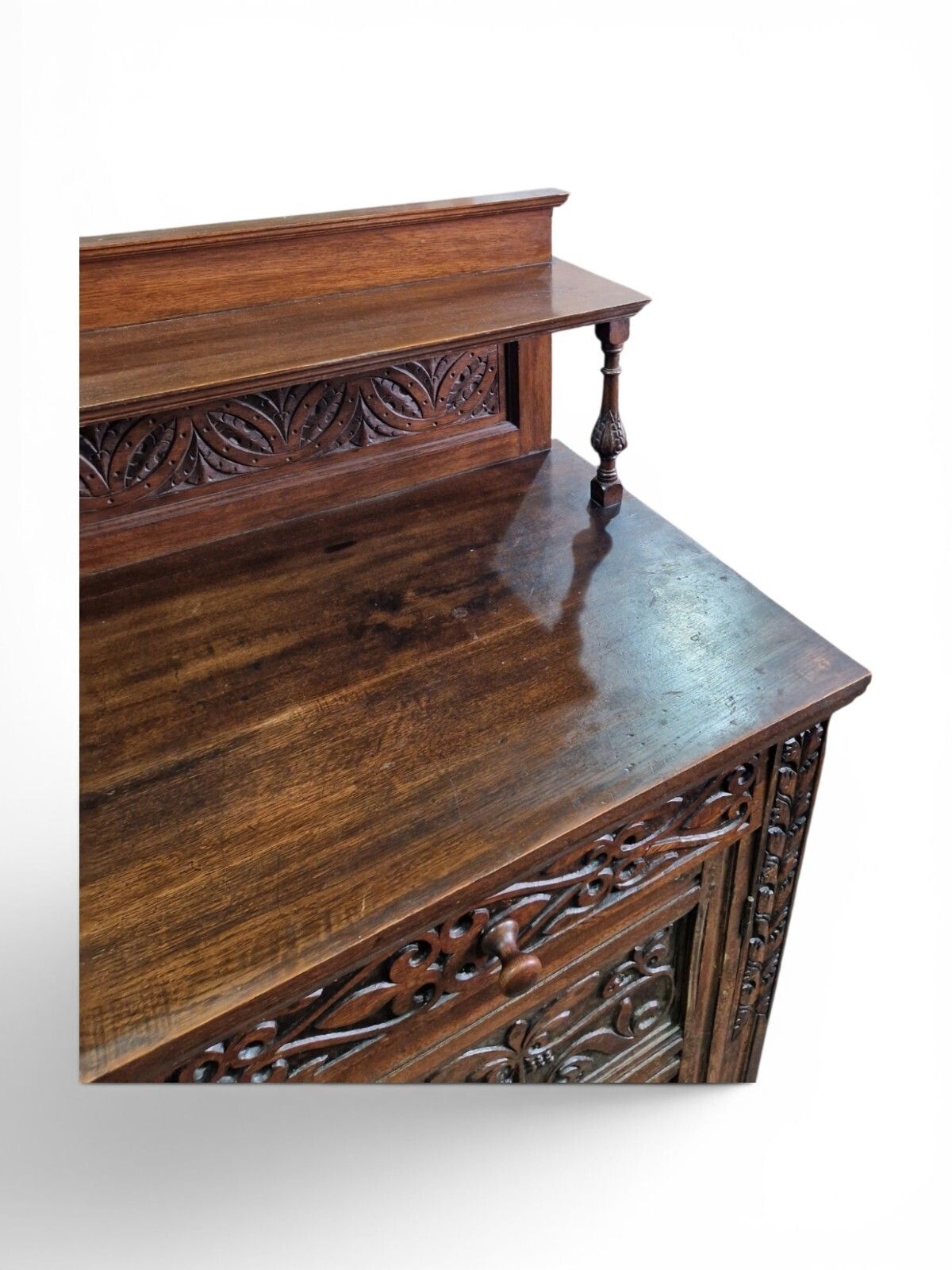 Furniture Antique Carved Oak Buffet Sideboard Cabinet Dresser Display Cupboard Storage photo