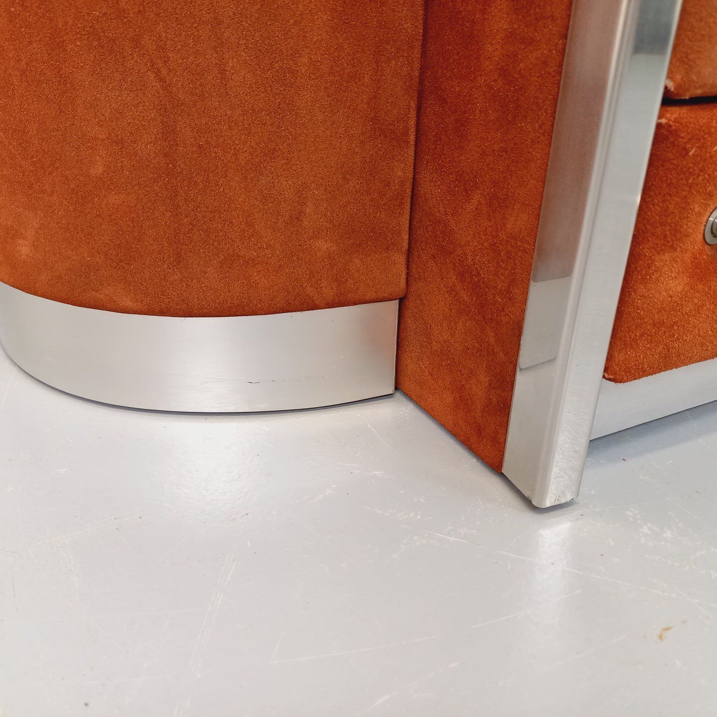 Space Age Kaptafel in Fluweel, Chroom en Gerookt Glas photo vinterior
