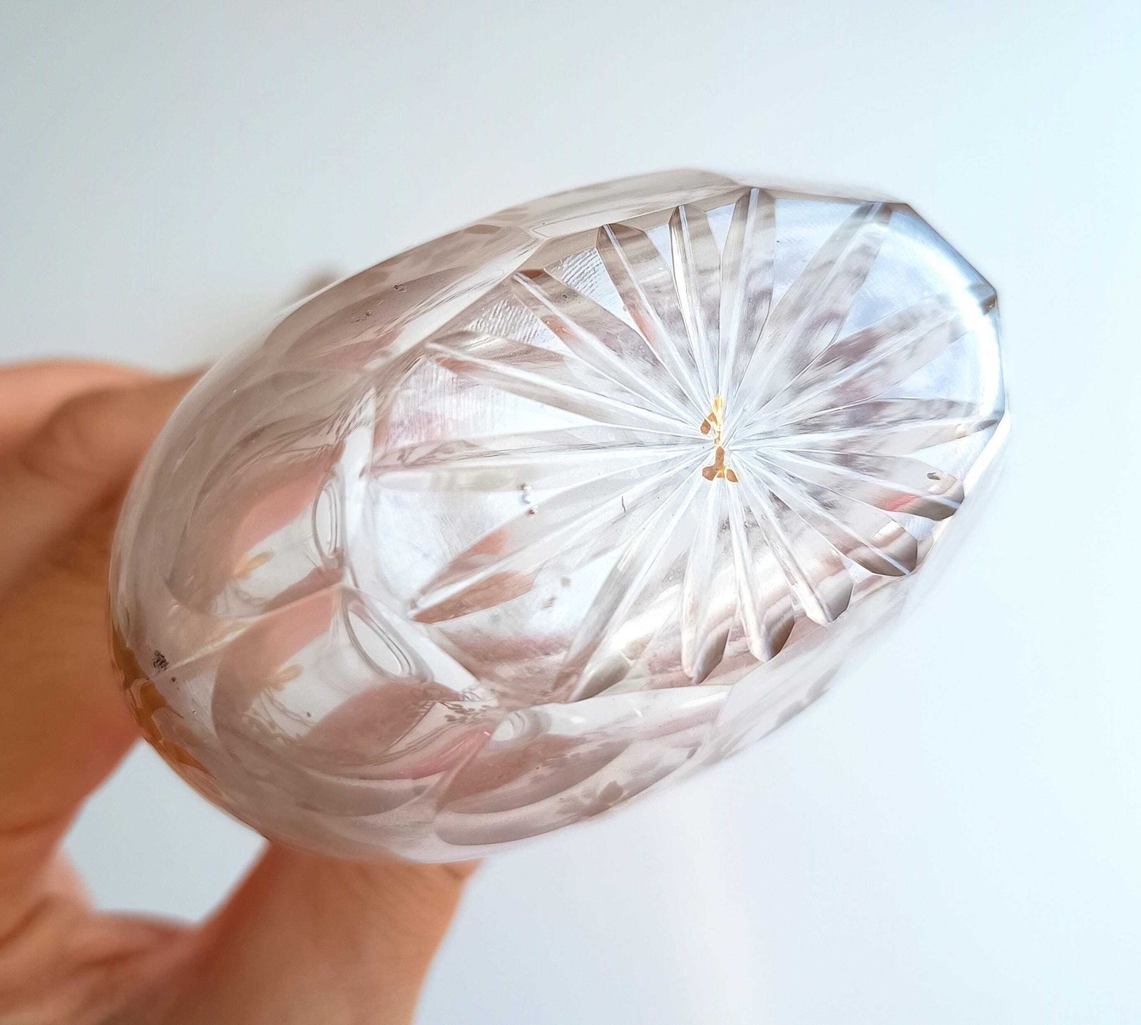 Antique French Gilt Perfume Bottle: Baccarat Circle Napoleon III Era Crystal Scent C 1900 photo vinterior