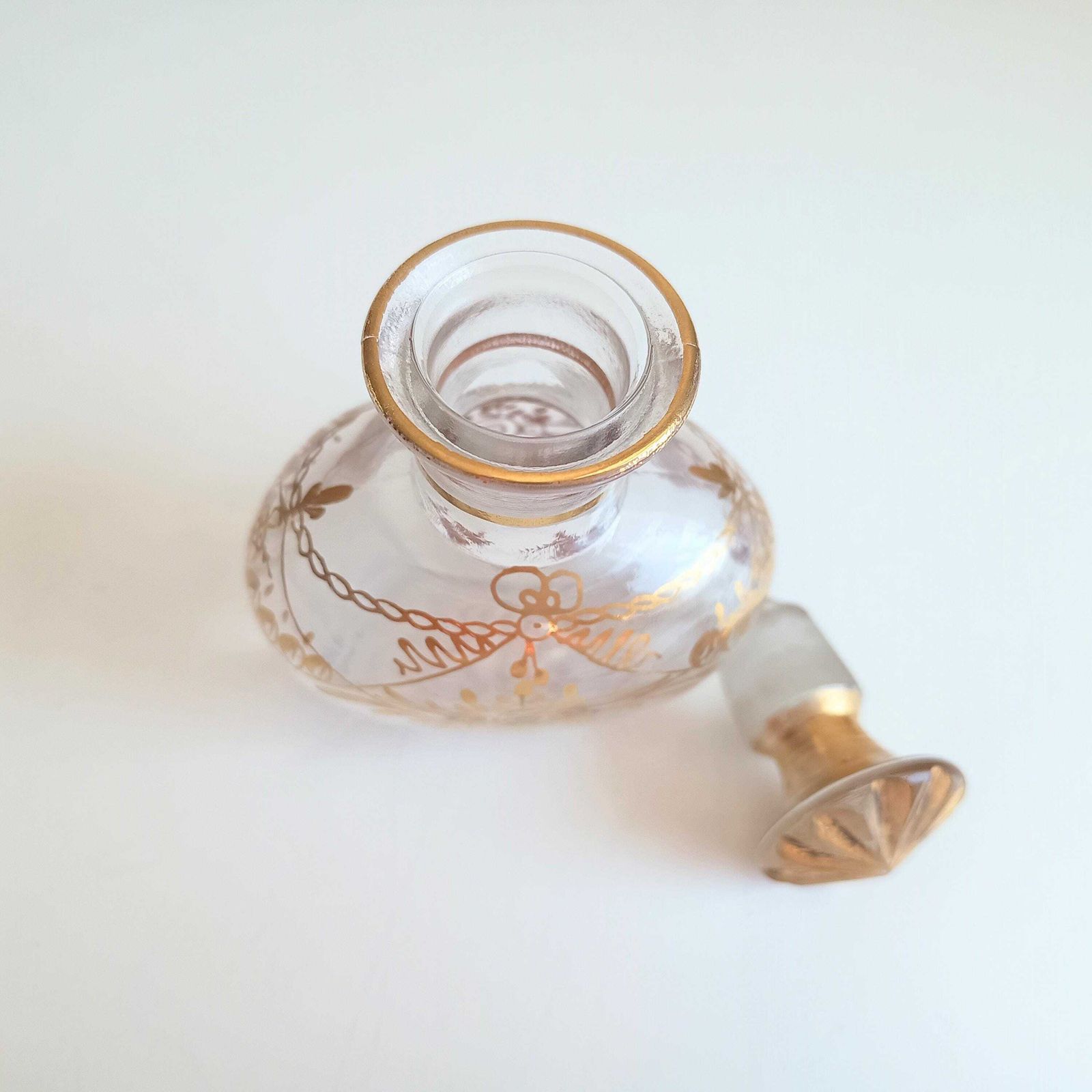 Home Decor Antique French Gilt Perfume Bottle: Baccarat Circle Napoleon III Era Crystal Scent C 1900 photo