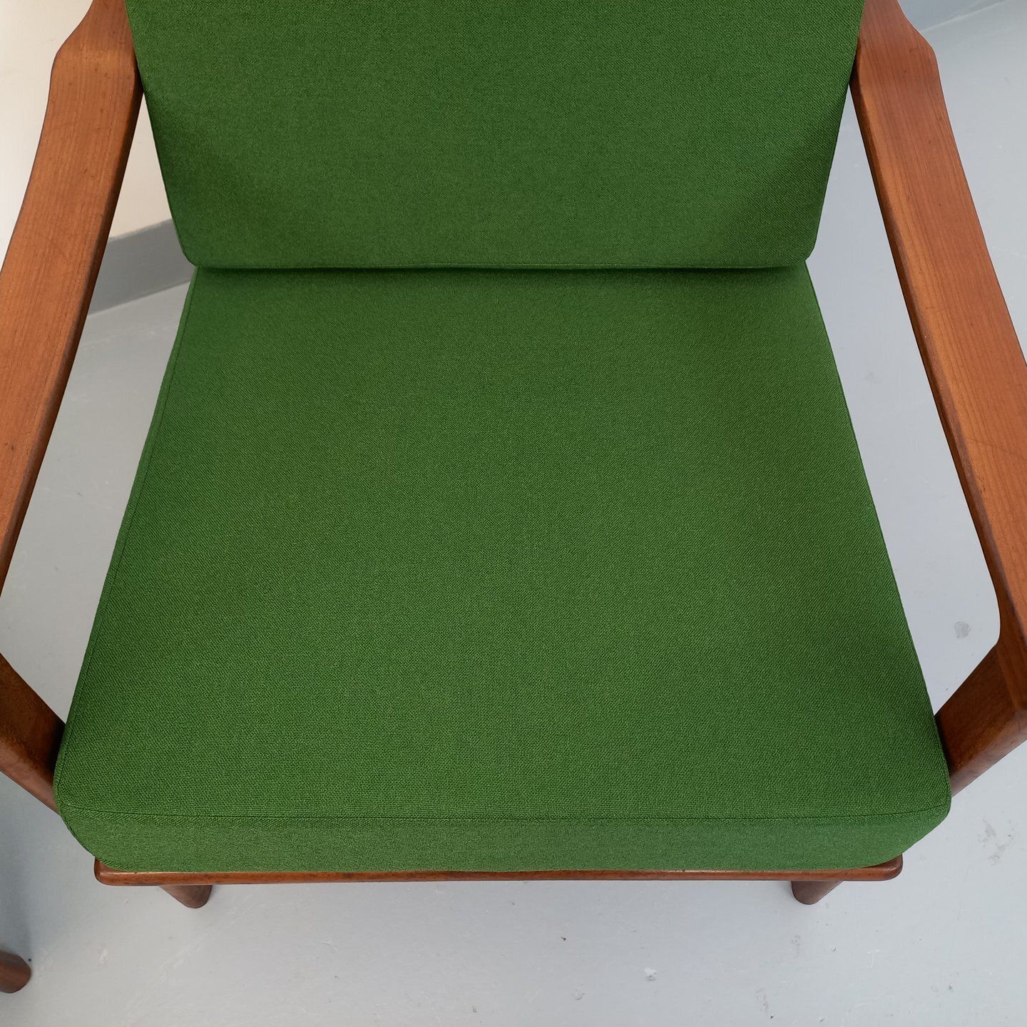 photo buy 2 Scandinavian Armchairs In Teak And Green Fabric