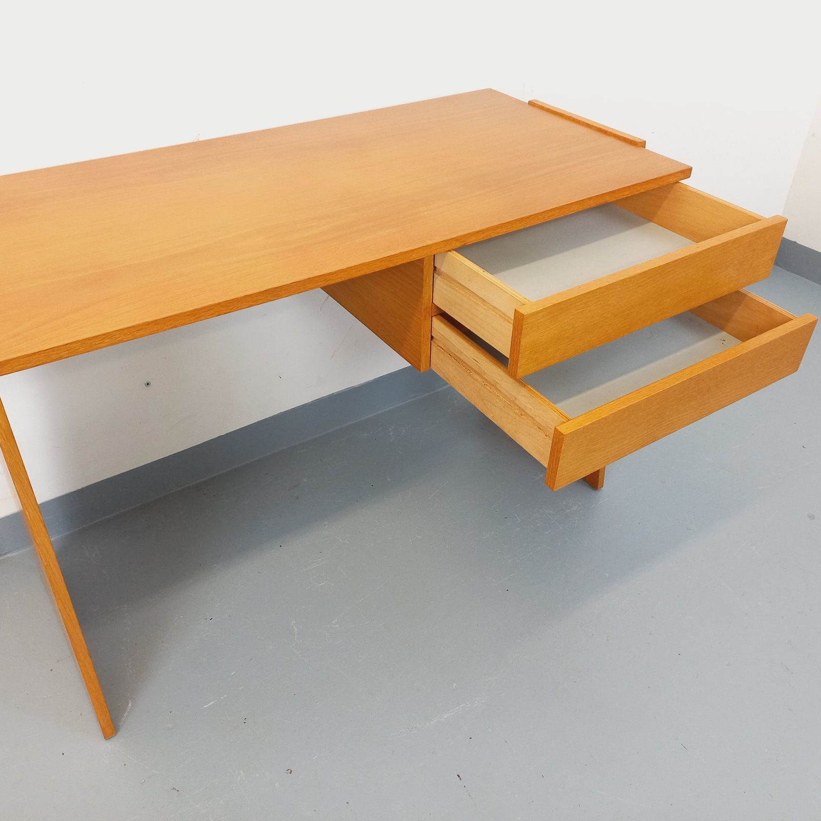 Double Sided Desk With Trapezoidal Oak Legs photo buy