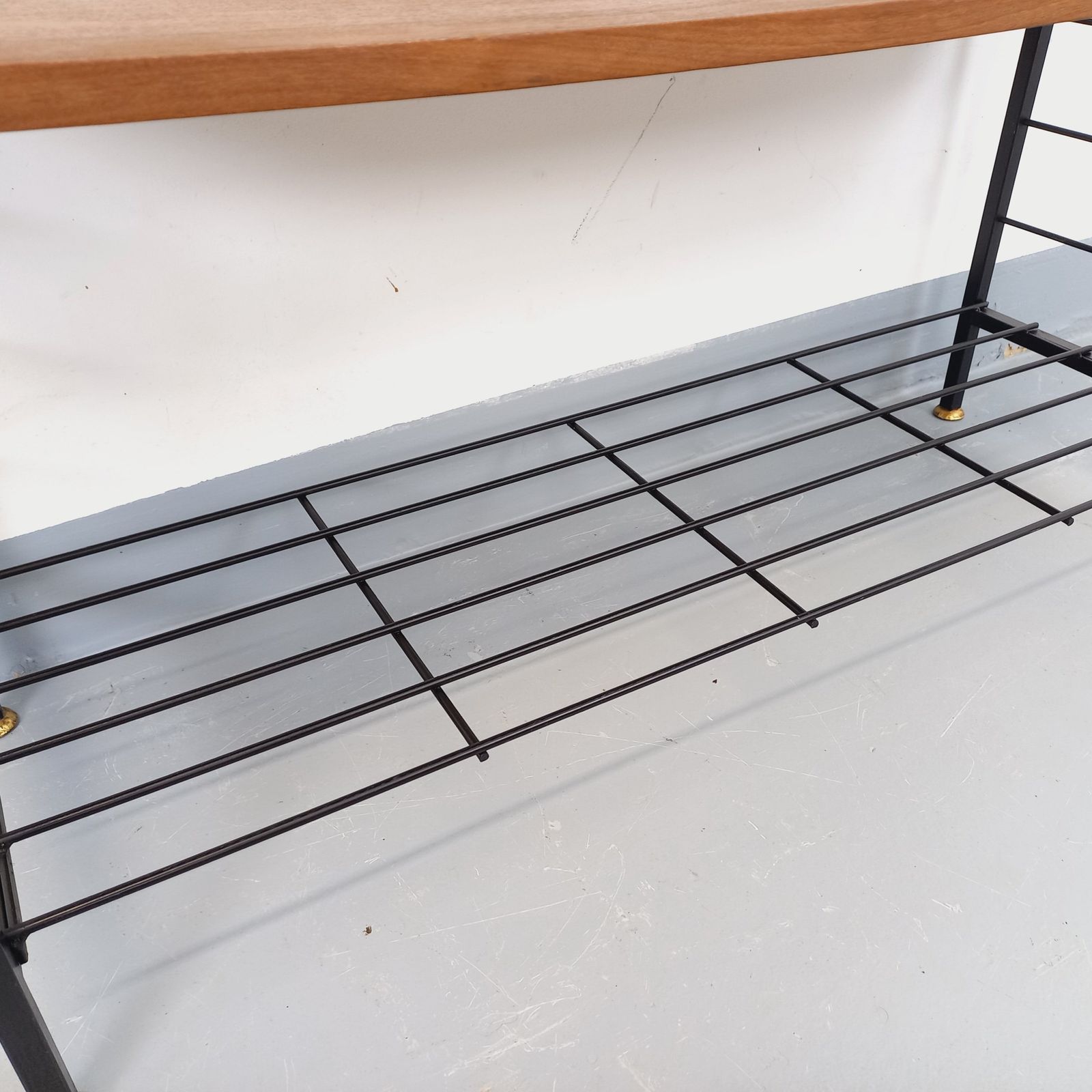 Italian Teak And Black Metal Bookcase photo vinterior