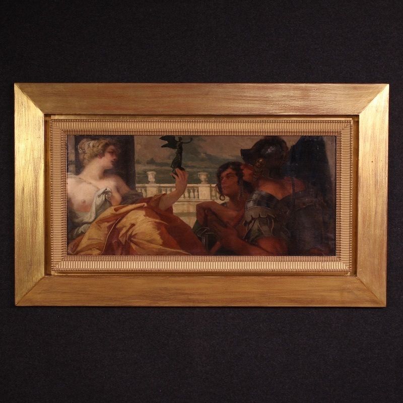 Schilderij gesigneerd Pompeo Massani, Allegorie van de Overwinning