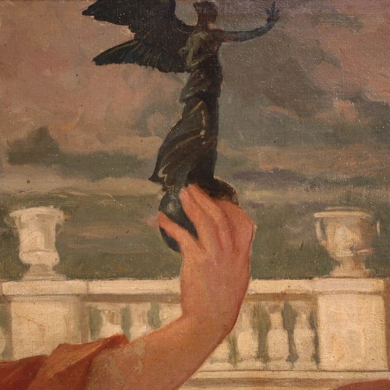 Schilderij gesigneerd Pompeo Massani, Allegorie van de Overwinning photo vintage