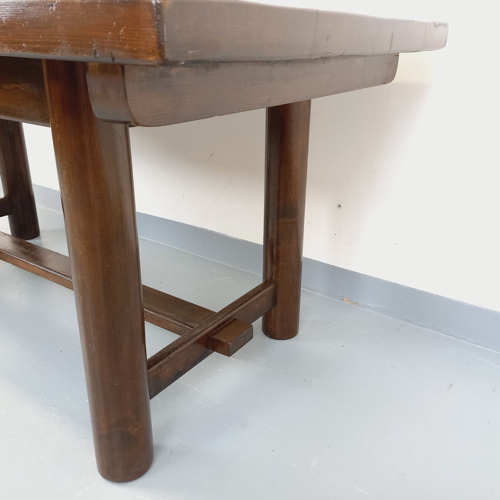 photo vintage Georges Robert Brutalist Rectangular Table In Dark Pine