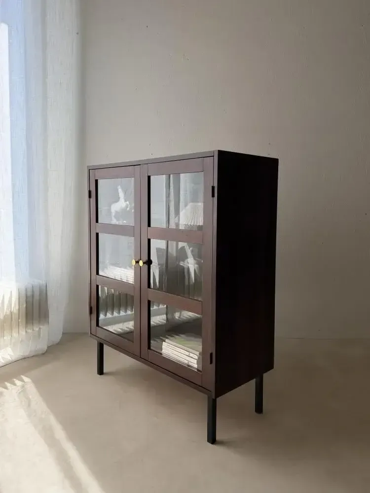 Mid-Century vitrinekast donker hout glas photo vinterior