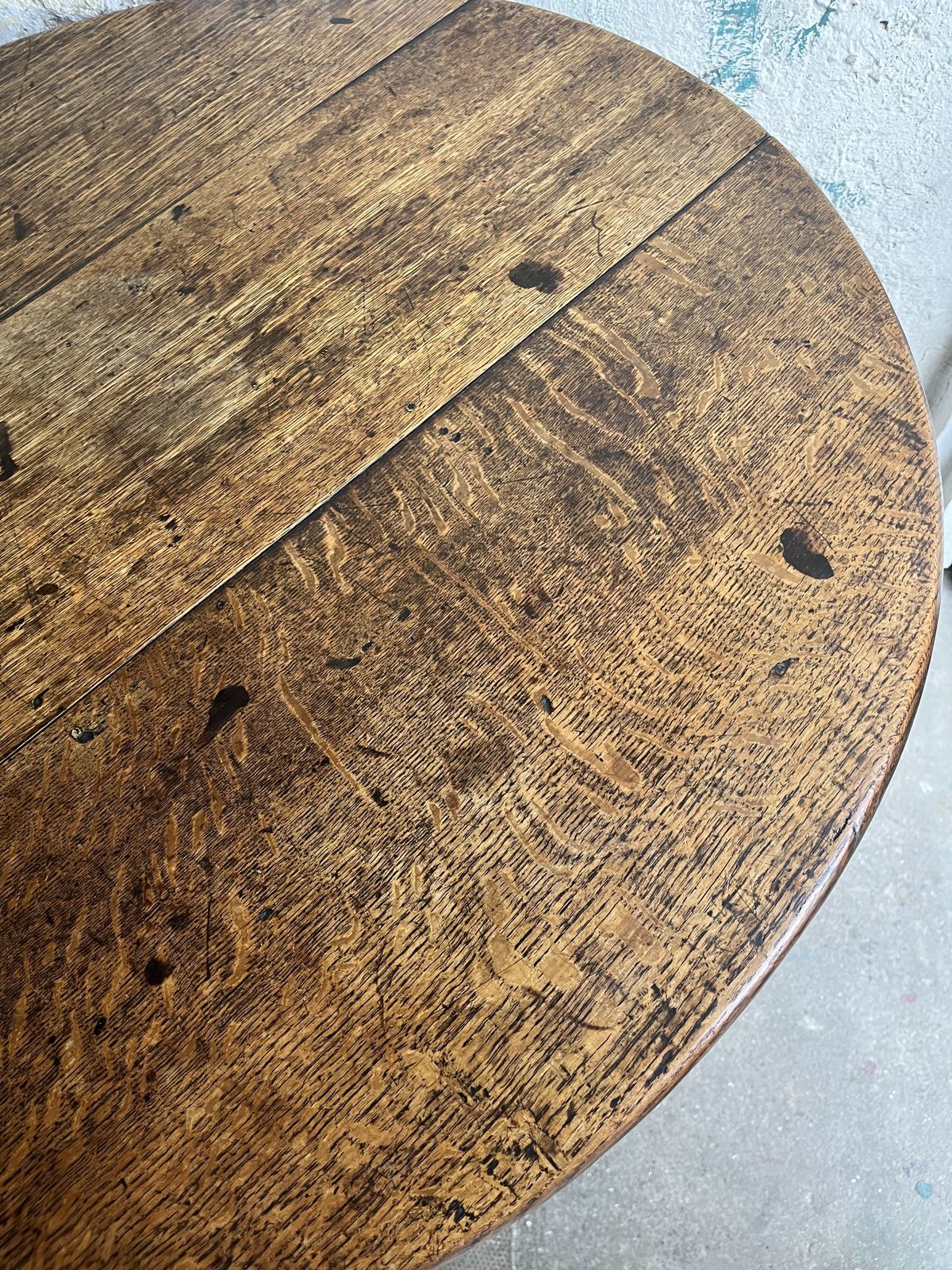 Georgian Oak And Yew Circular Tilt Top Wine Table photo vintage