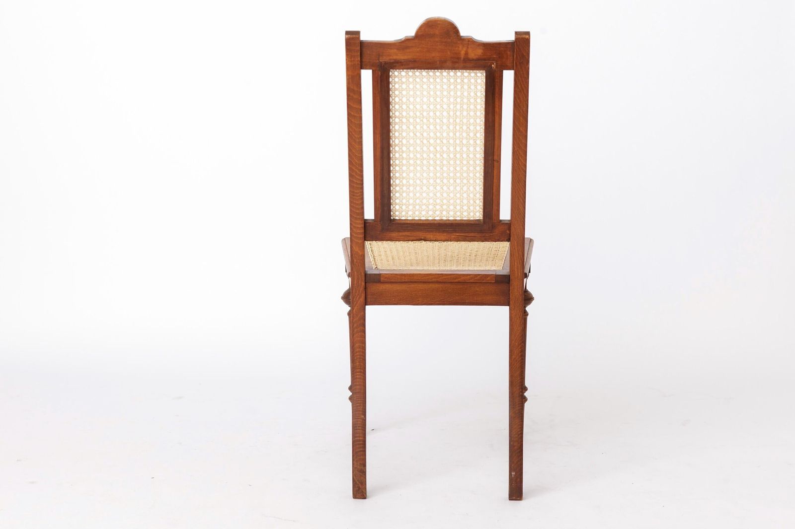 Antique Belgian Dining Chair, Restored Cane Chair, Solid Beech Wood, C. 1930s photo vintage