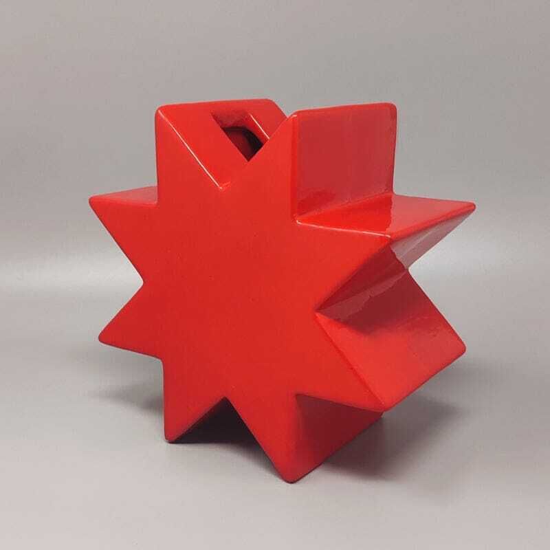 1980s Ettore Sottsass "Hsing" Red Glazed Ceramic Vase For Alessio Sarri photo 2047.0