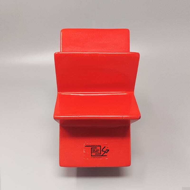 1980s Ettore Sottsass "Hsing" Rood Geglazuurde Keramische Vaas Voor Alessio Sarri photo vinterior