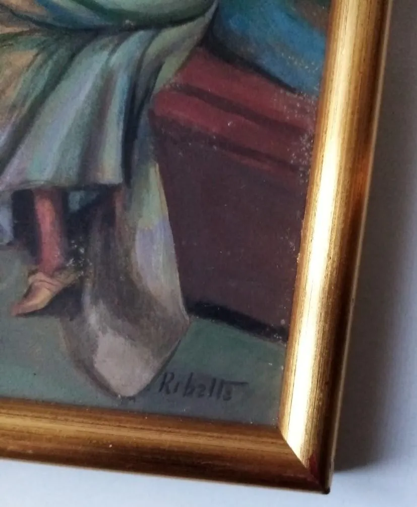 Antiek impressionistisch olieverfschilderij op paneel, portret van lezende vrouw | 20e eeuw photo Kunst