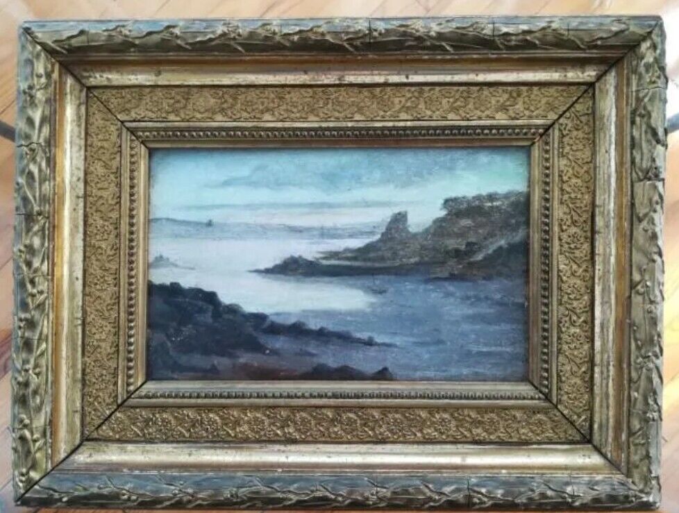 Antique Impressionist Seascape Oil Painting On Panel | 20th Century