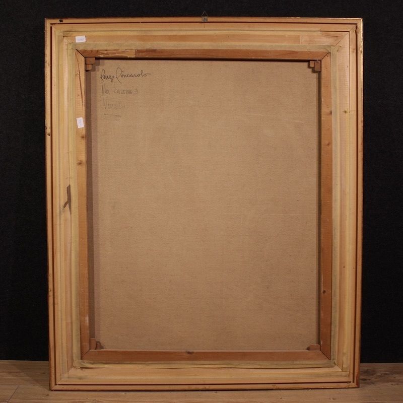 photo furniture Peinture italienne, Famille d'acrobates, datée 1981
