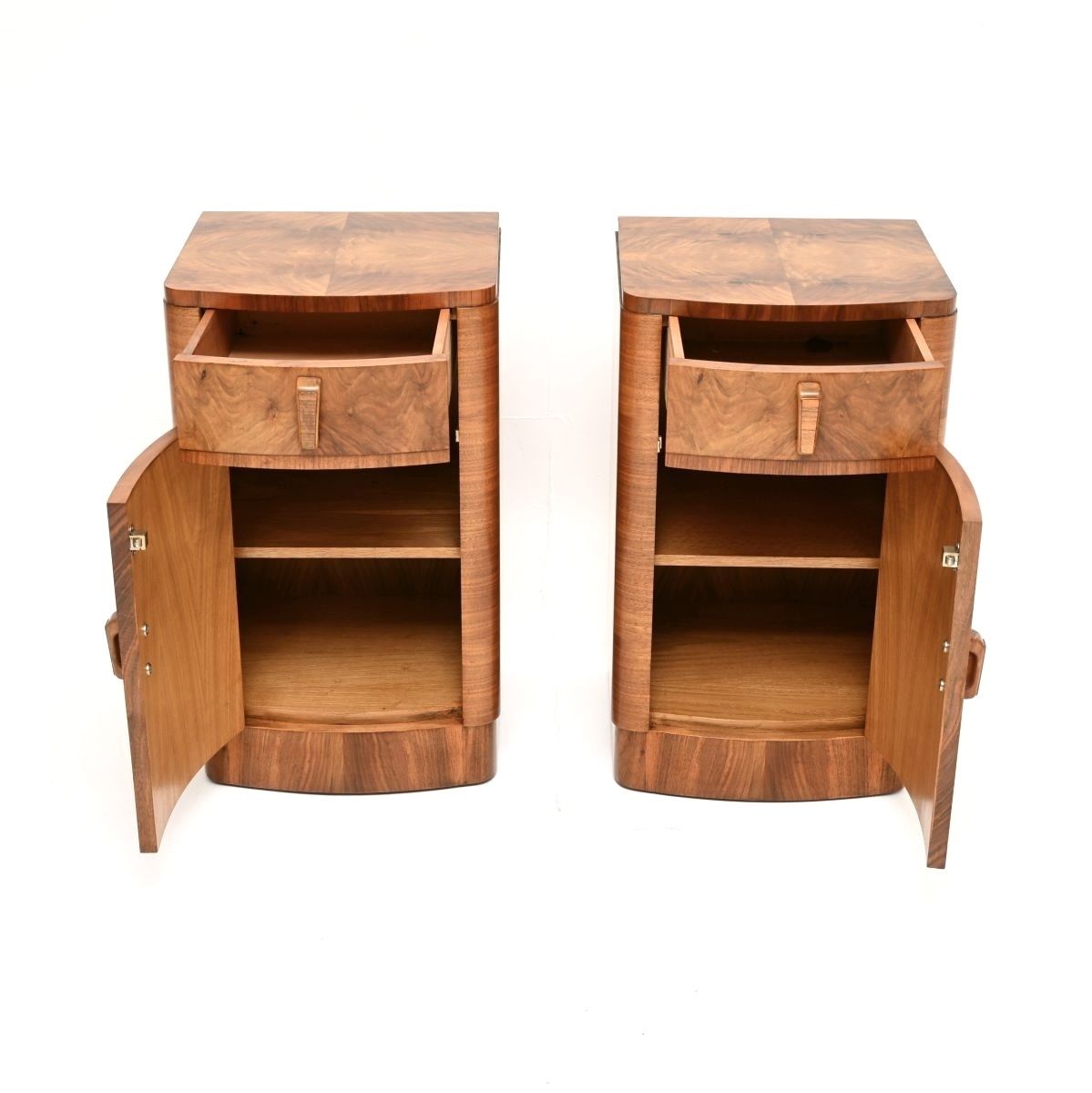 Pair Of Art Deco Walnut Bedside Cabinets photo Furniture