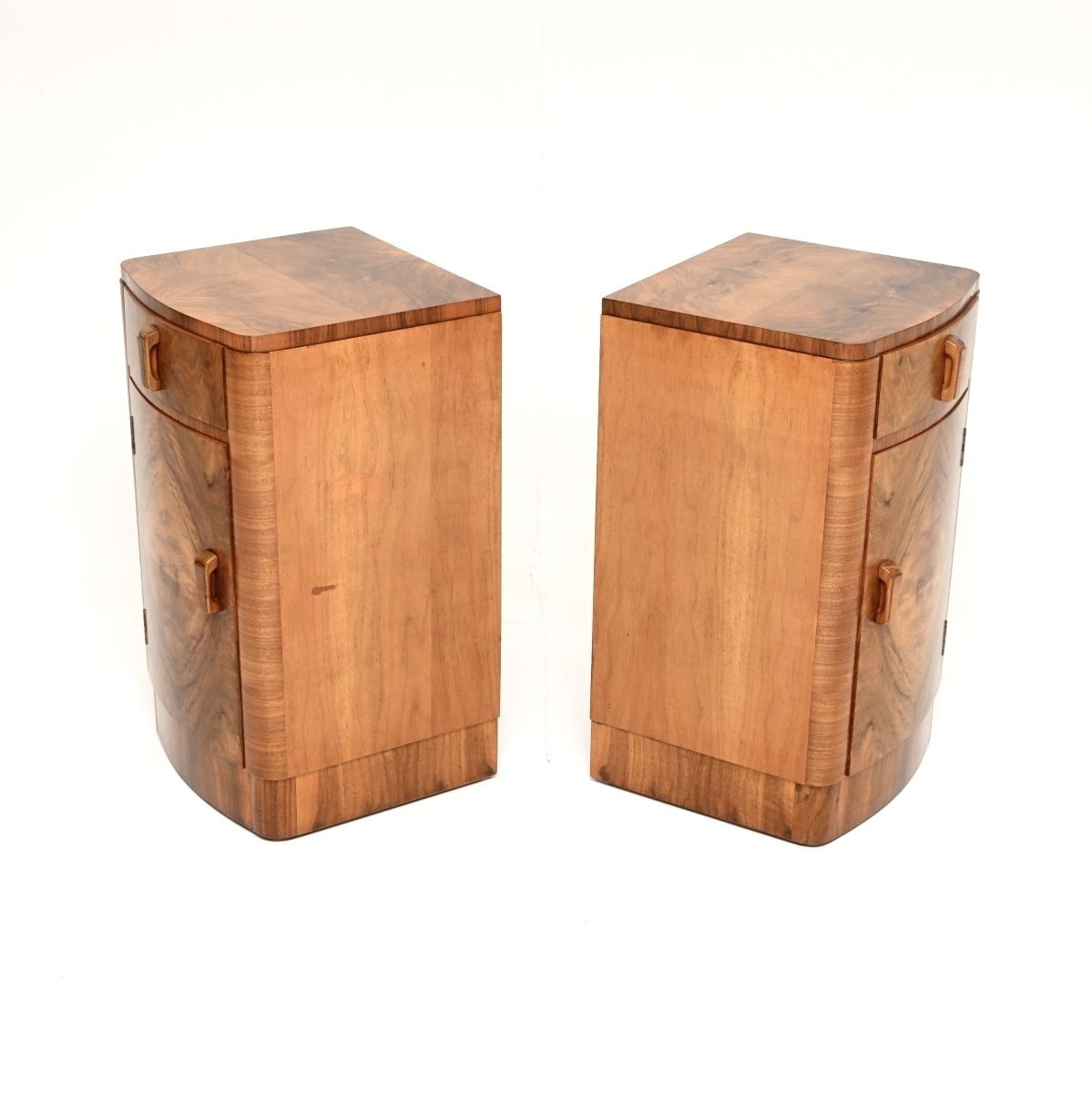photo for sale Pair Of Art Deco Walnut Bedside Cabinets