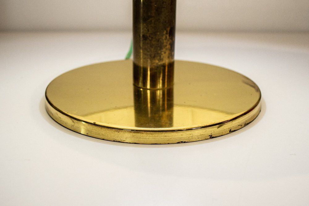 Italian Brass Table Lamp With Cocoon Shade, 1970s photo Lighting