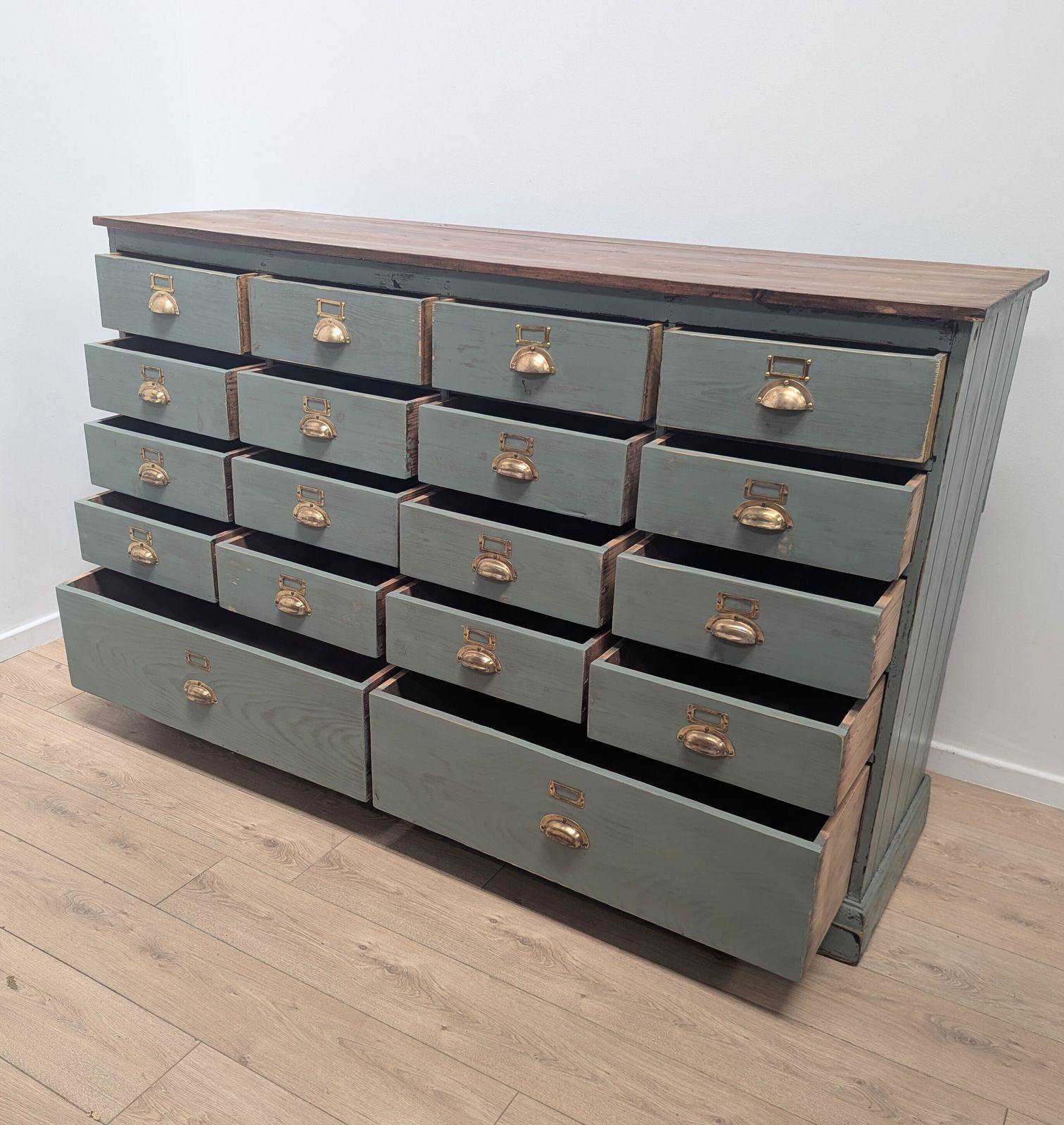 photo for sale Antique Industrial Bank Of 18 Drawers Delivery Available 0355.