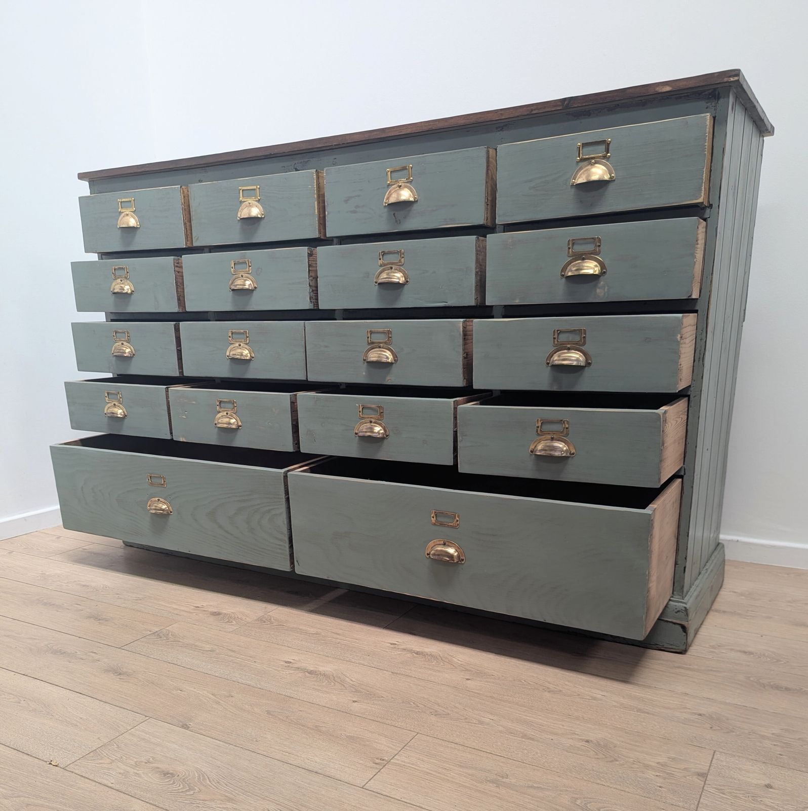Furniture Antique Industrial Bank Of 18 Drawers Delivery Available 0355. photo
