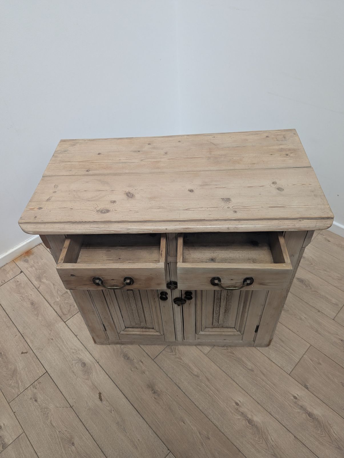 photo buy Vintage Victorian Pine Carved 2 Drawer &Door Cupboard Delivery Available 0358.