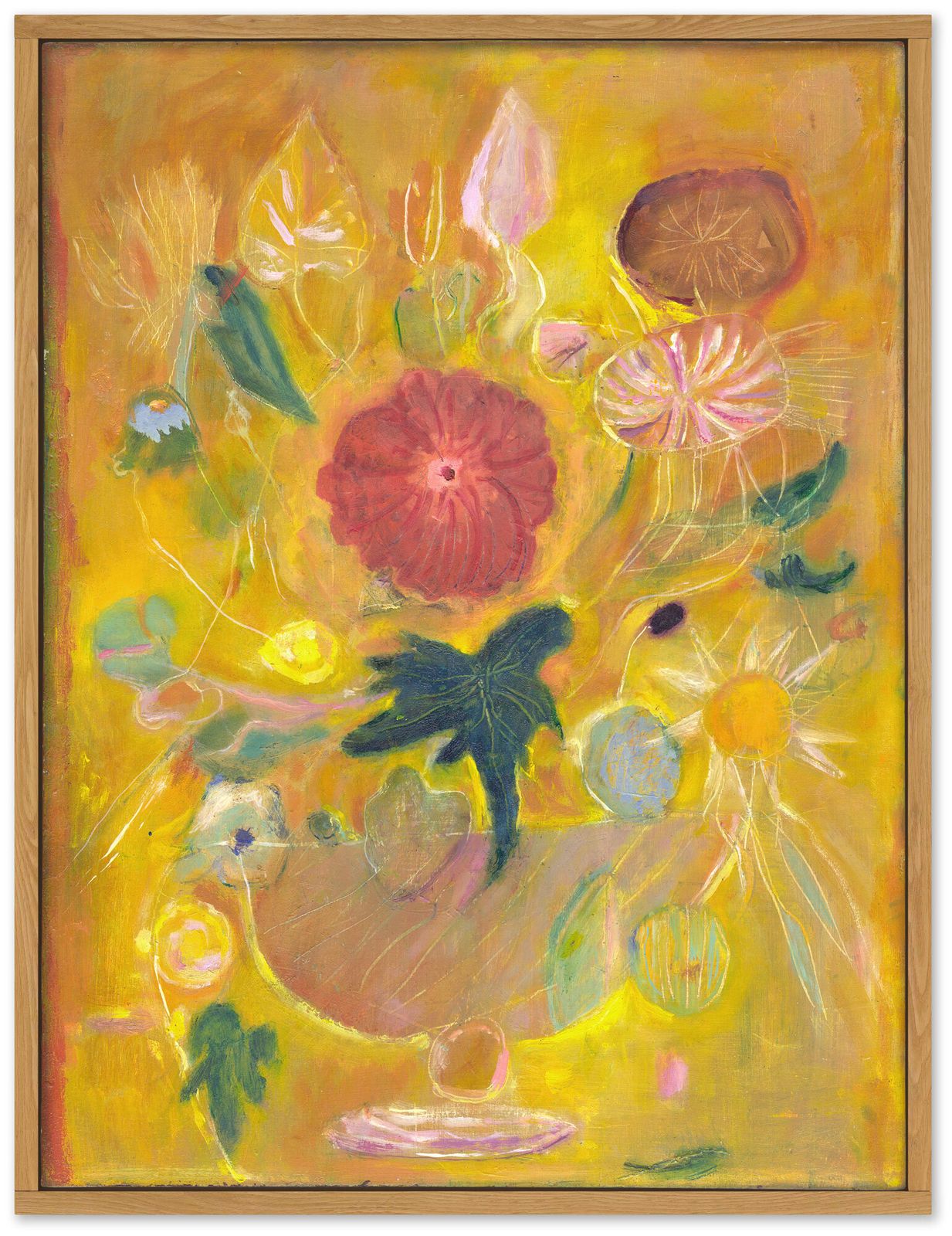 Stunning Contemporary Flower Painting, Oil On Board