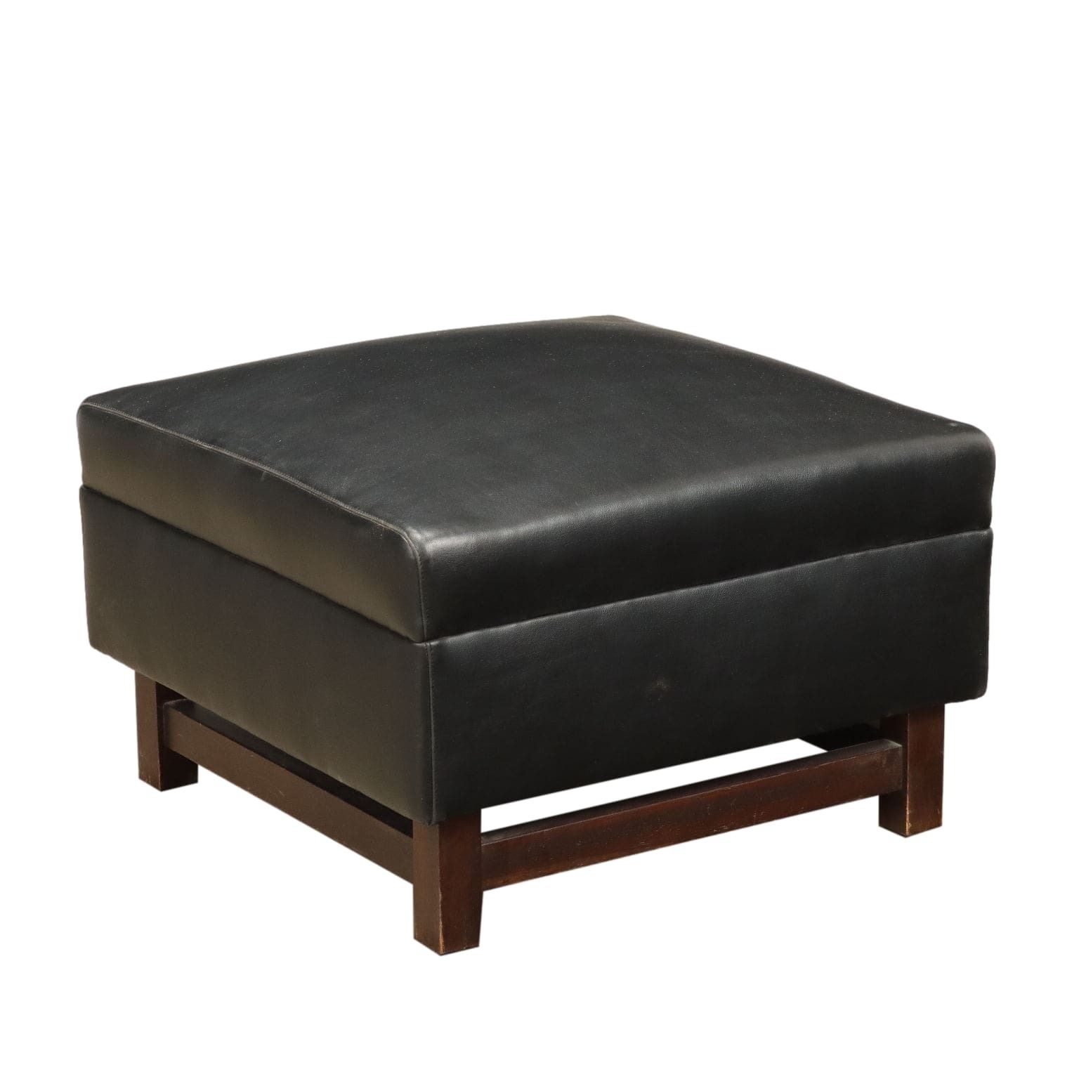 Pouf vintage en mousse et bois, Italie, années 1960