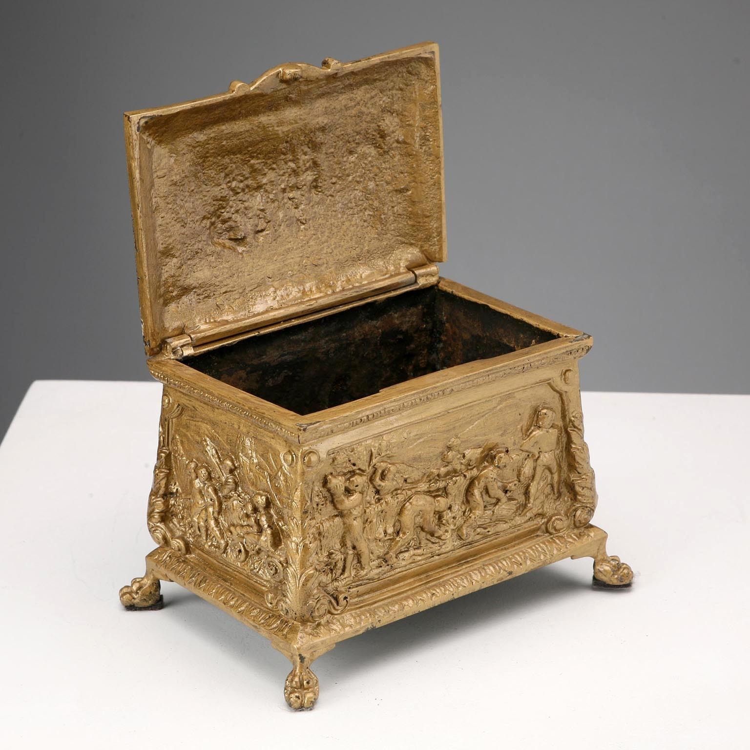 Antique Casket Bronze Labour Scenes Italy XX Century photo 220.0