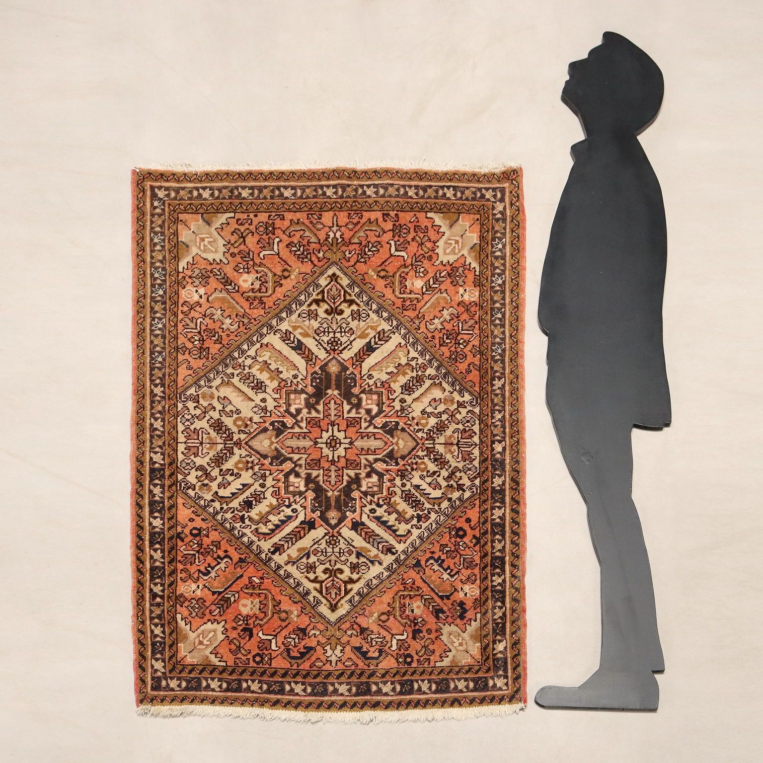Tapis asiatique d'époque en coton et laine, gros nœuds, 58 x 40 in photo furniture