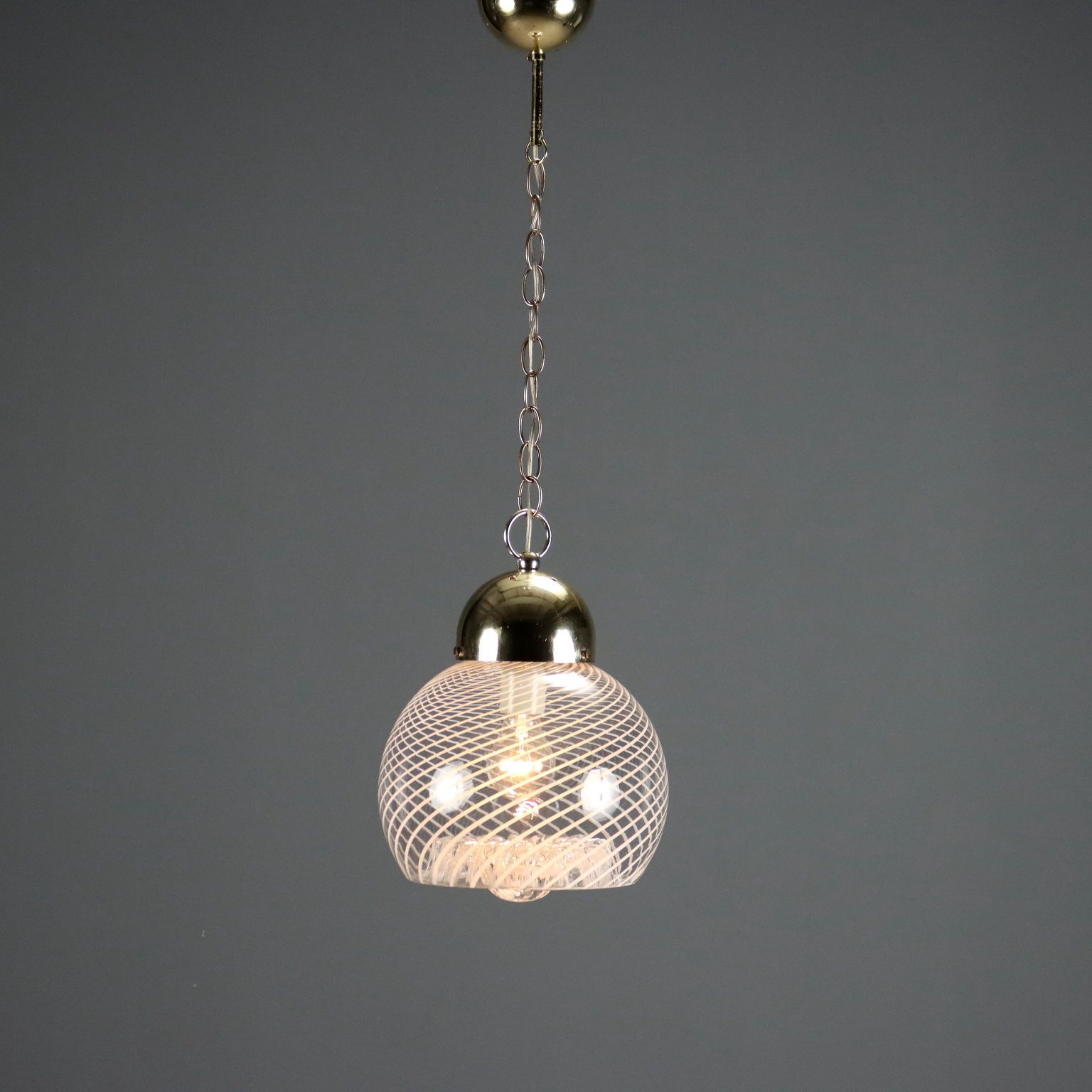 Vintage plafondlamp, verchroomd metaal, Italiaans design, jaren 1970