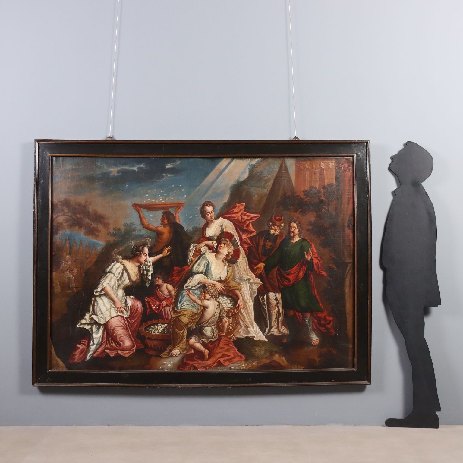 Tableau d'époque La Cueillette de la manne, huile sur toile, XVIIIe siècle photo furniture