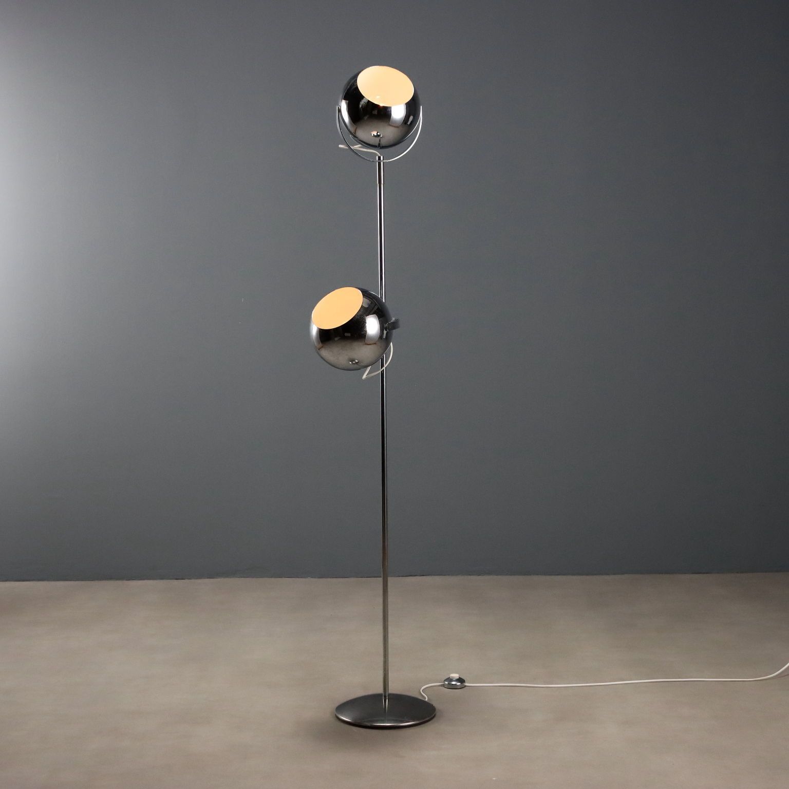 Lampadaire vintage en métal chromé, design italien, années 1970