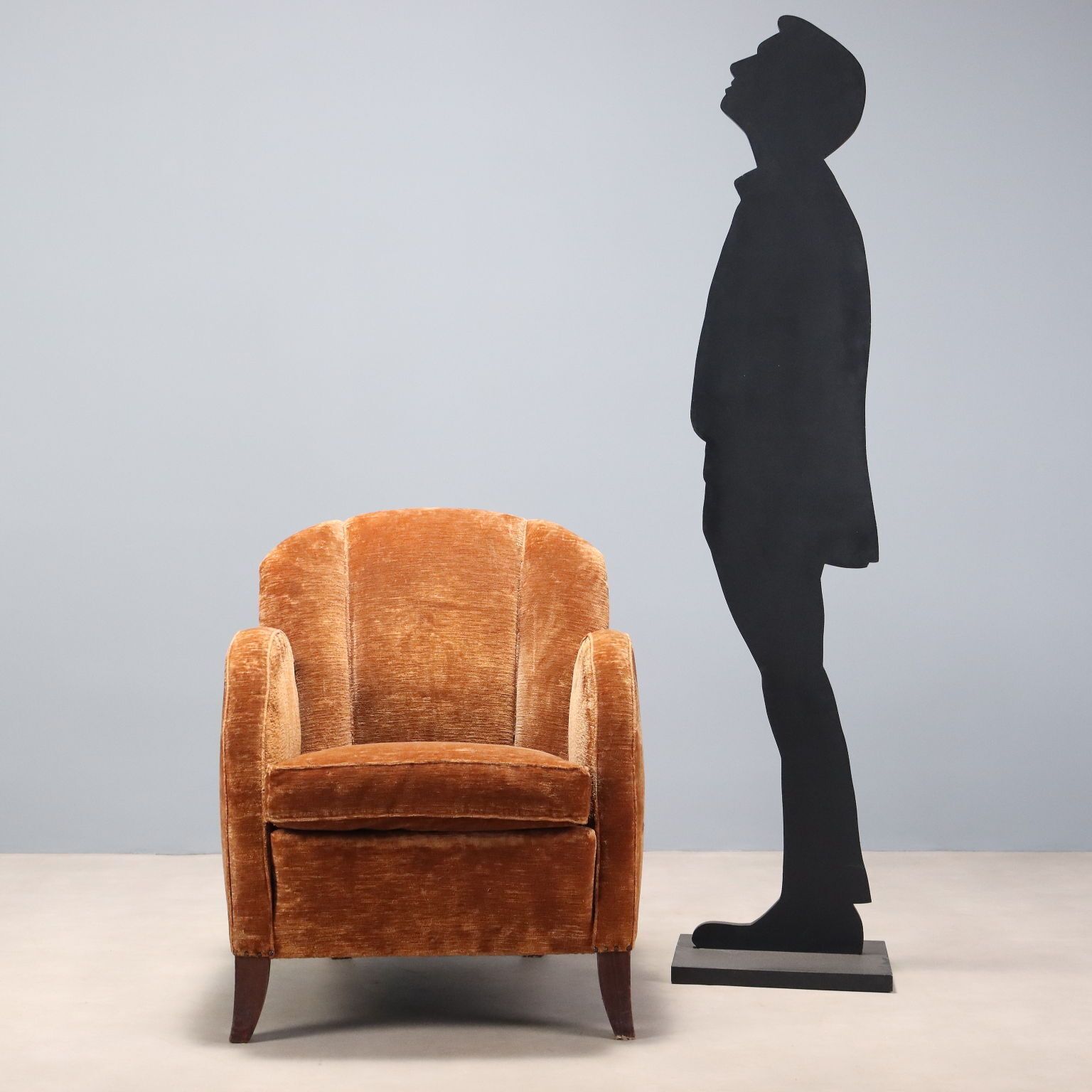 Vintage Armchair Velvet Design Italy 1940s 1950s photo for sale
