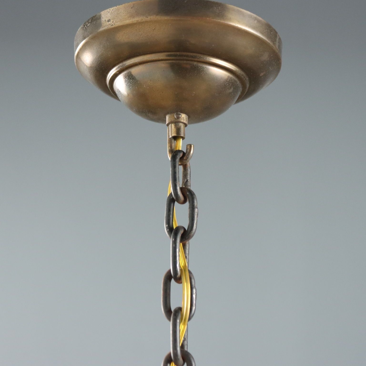 Vintage plafondlamp, glas en messing, Italiaans design, ca. jaren 1950 photo buy