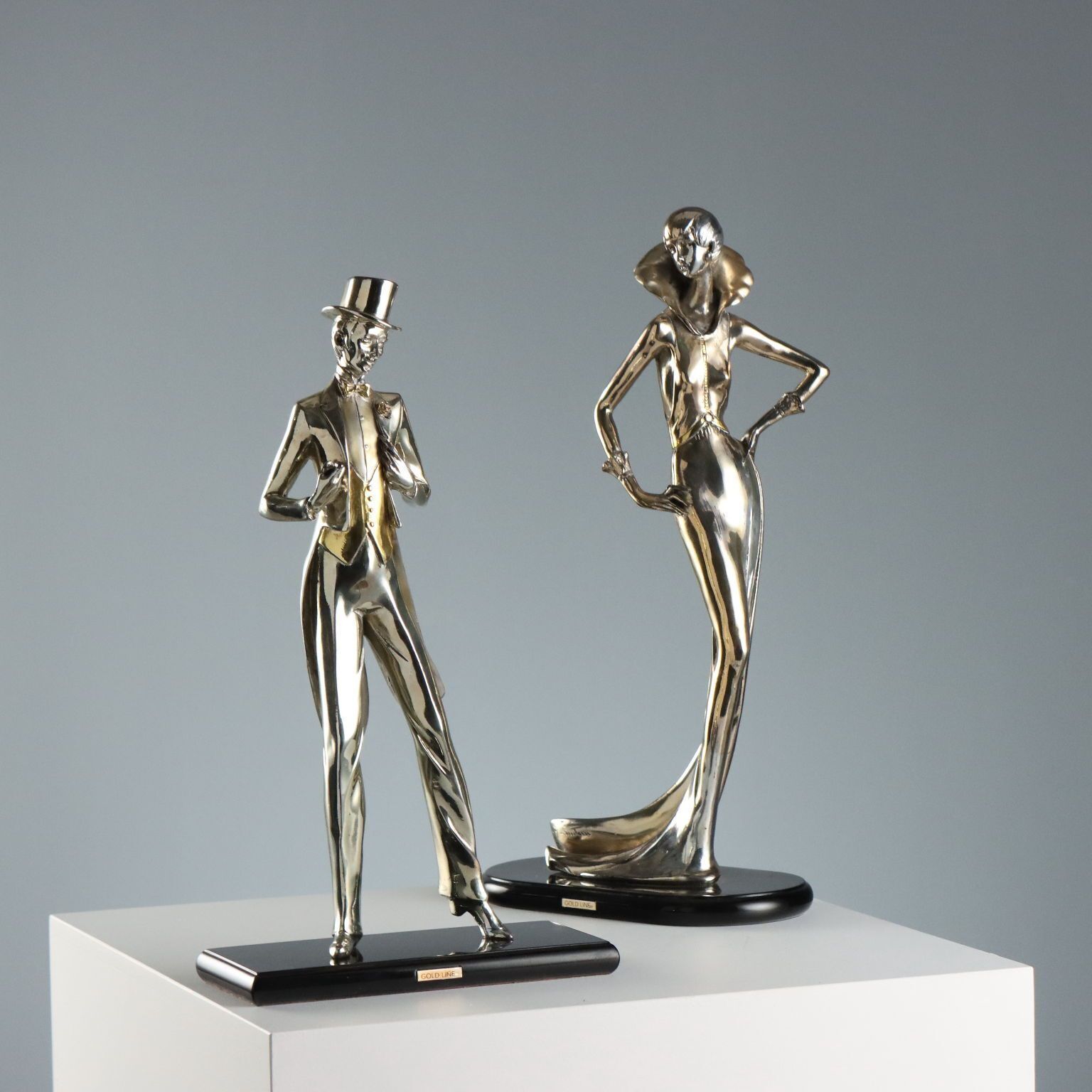 Figurines vintage en poudre de pierre signées Amilcare Santini, années 1960
