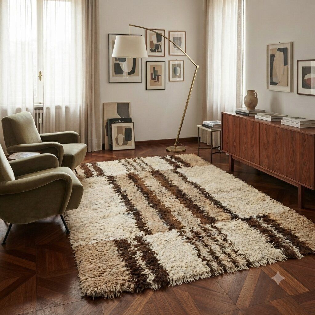 Tapis moderne en laine, gros nœuds, fabrication mécanique, 87 x 63 in photo furniture