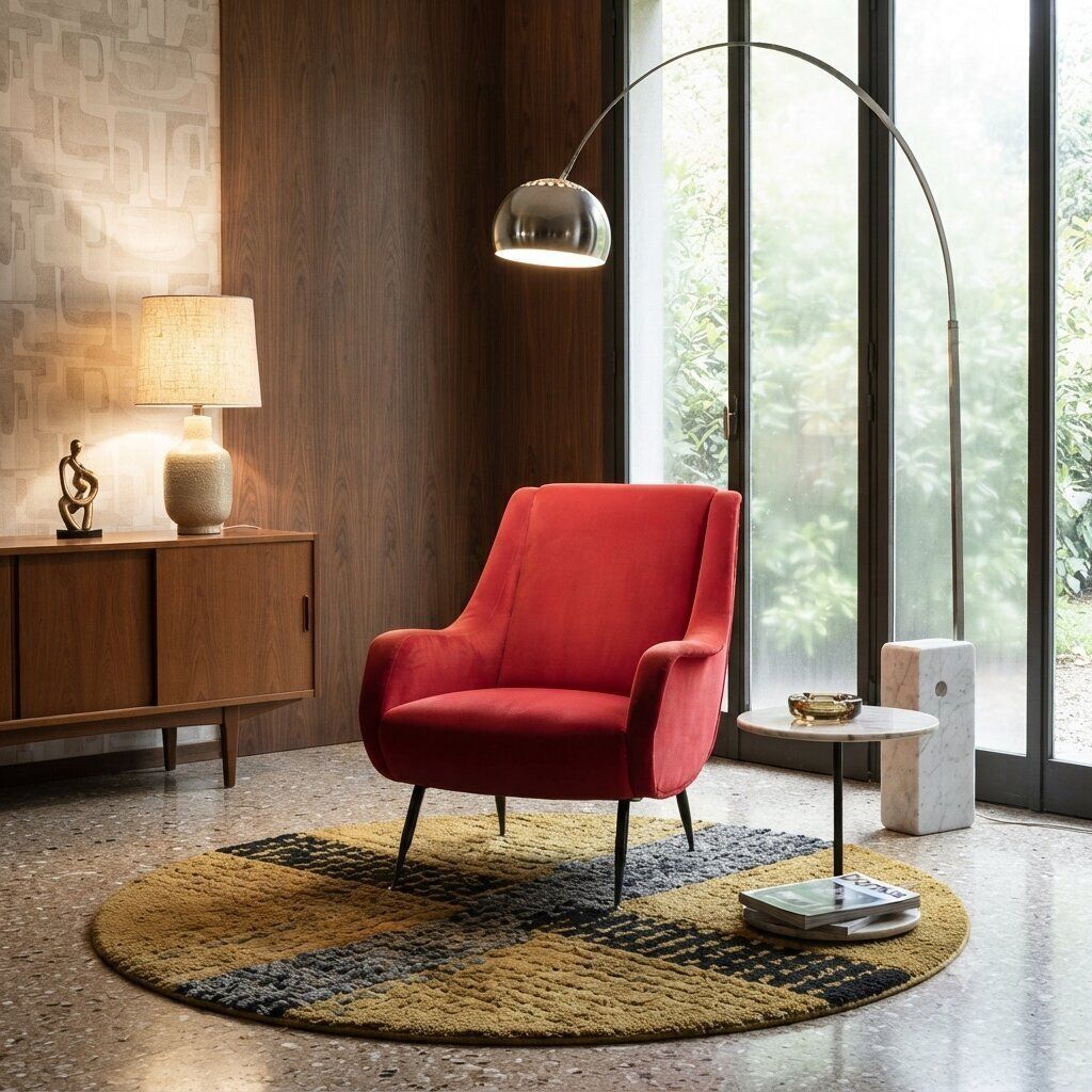 Vintage Fauteuil Rood Fluweel Geëmailleerd Metaal Design Italië jaren 1960 photo furniture