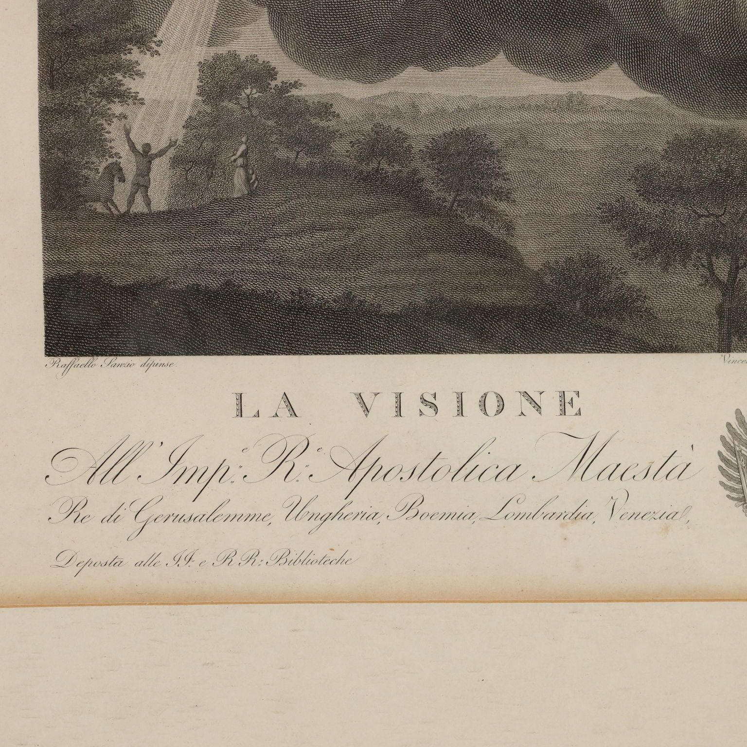Antique Etching Signed Paolo Caronni Vision Of Ezekiel 1825 photo vintage