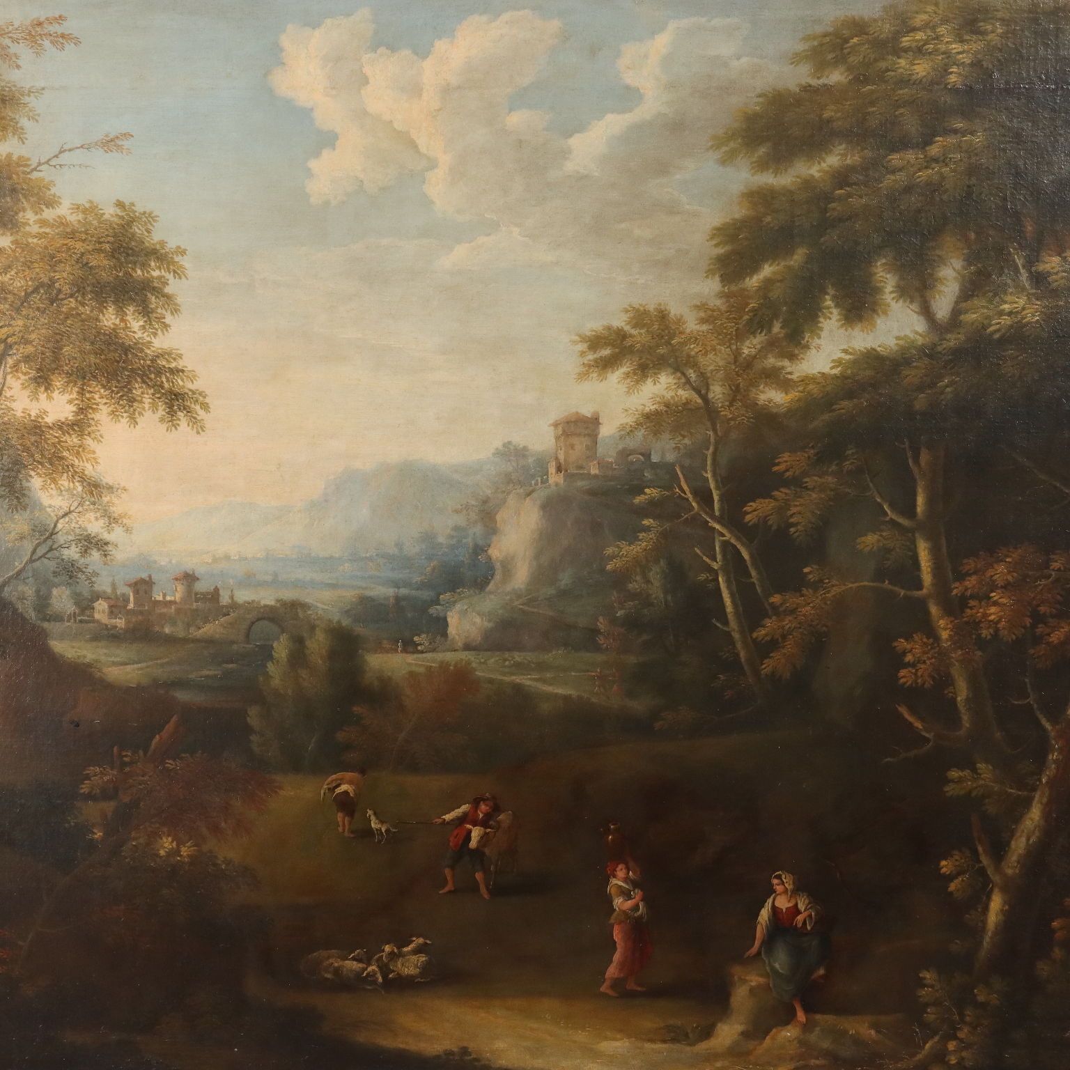 Antique Painting Venetian School Oil On Canvas Landscape XVIII Century photo for sale