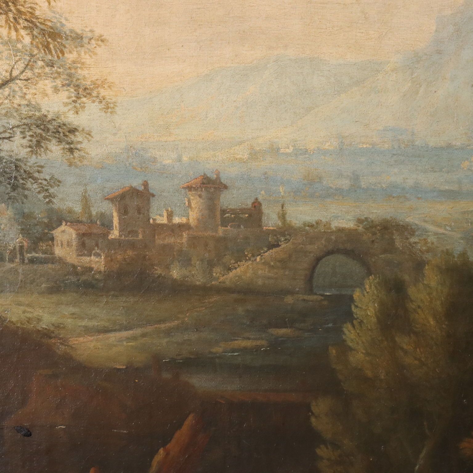 Antique Painting Venetian School Oil On Canvas Landscape XVIII Century photo vinterior