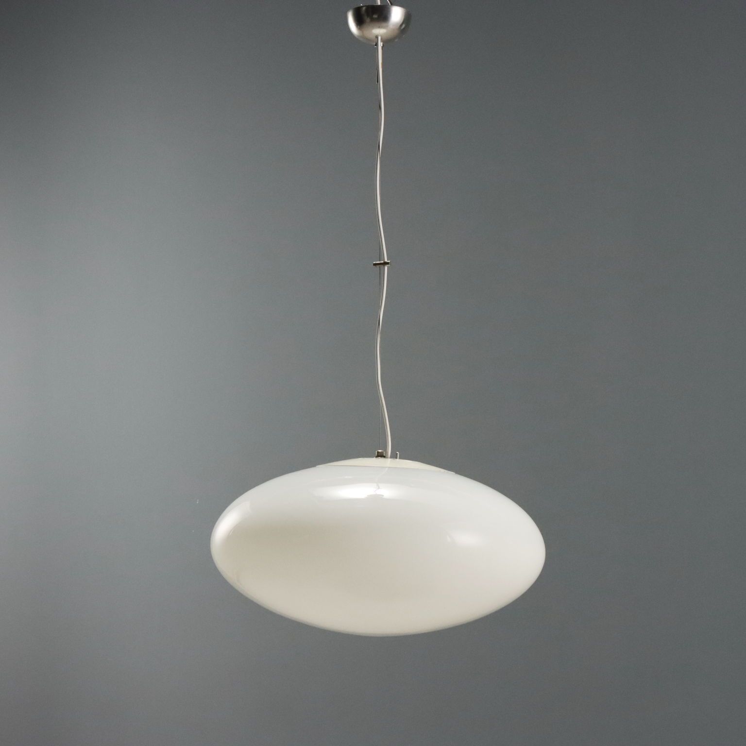 Vintage Lamp Ufo Style Enamelled Metal Glass Design Italy 1960s photo Lighting
