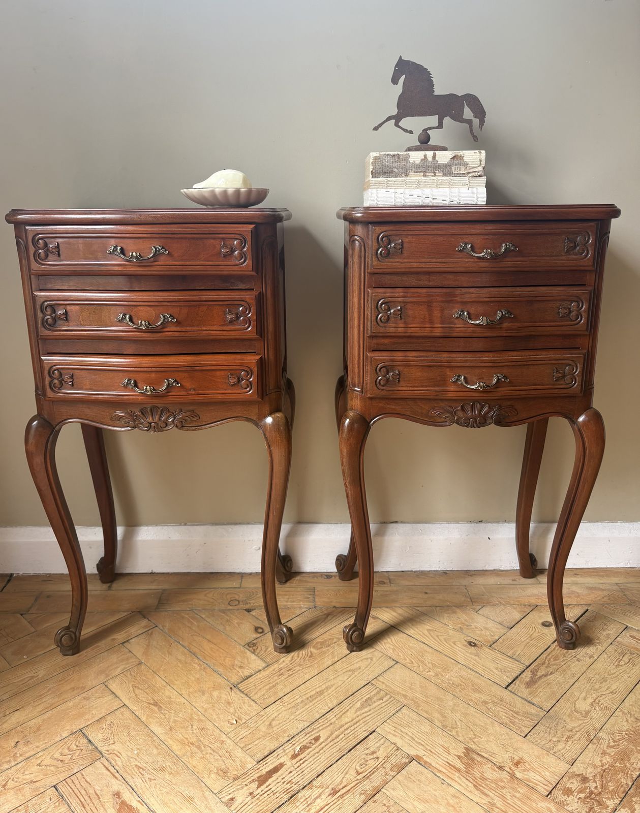 A Pair Of French Parquetry Bedside Tables