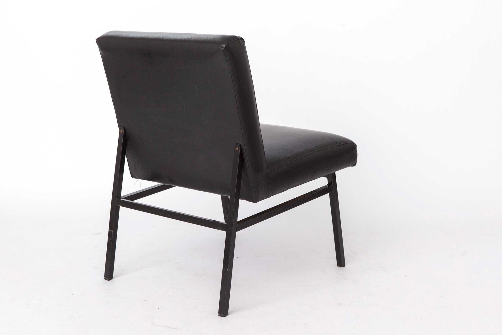 1 Of 4 Vintage Stol Kamnik Lounge Chair, Bauhaus Style, Black Faux Leather, Slovenia 1960s photo vintage