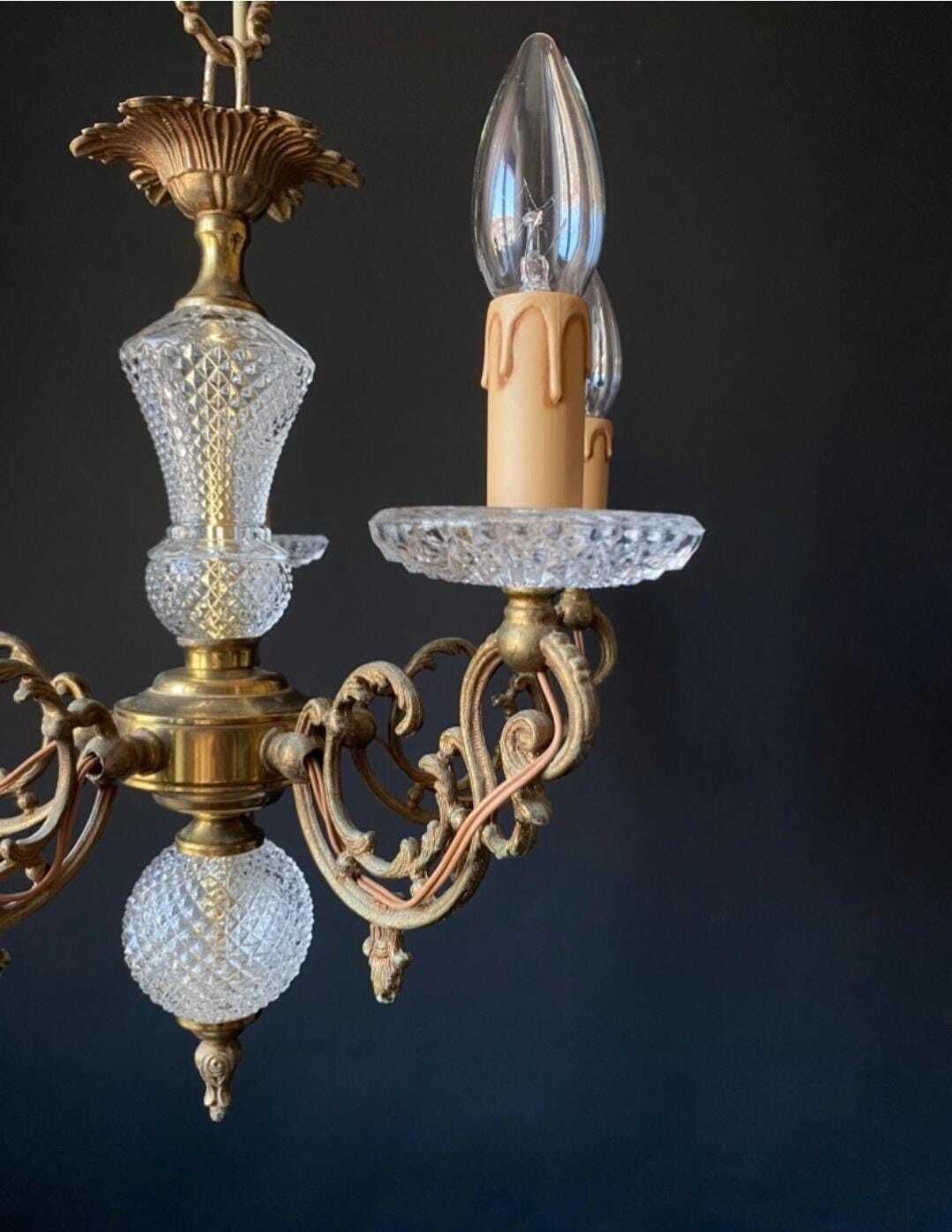 Antieke Kroonluchter uit Frankrijk met Glas photo 307.0