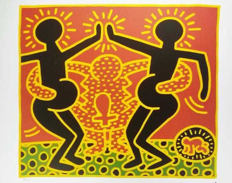 Keith Haring, gelimiteerde editie lithografie uit de jaren 1990, genummerd in potlood. photo furniture