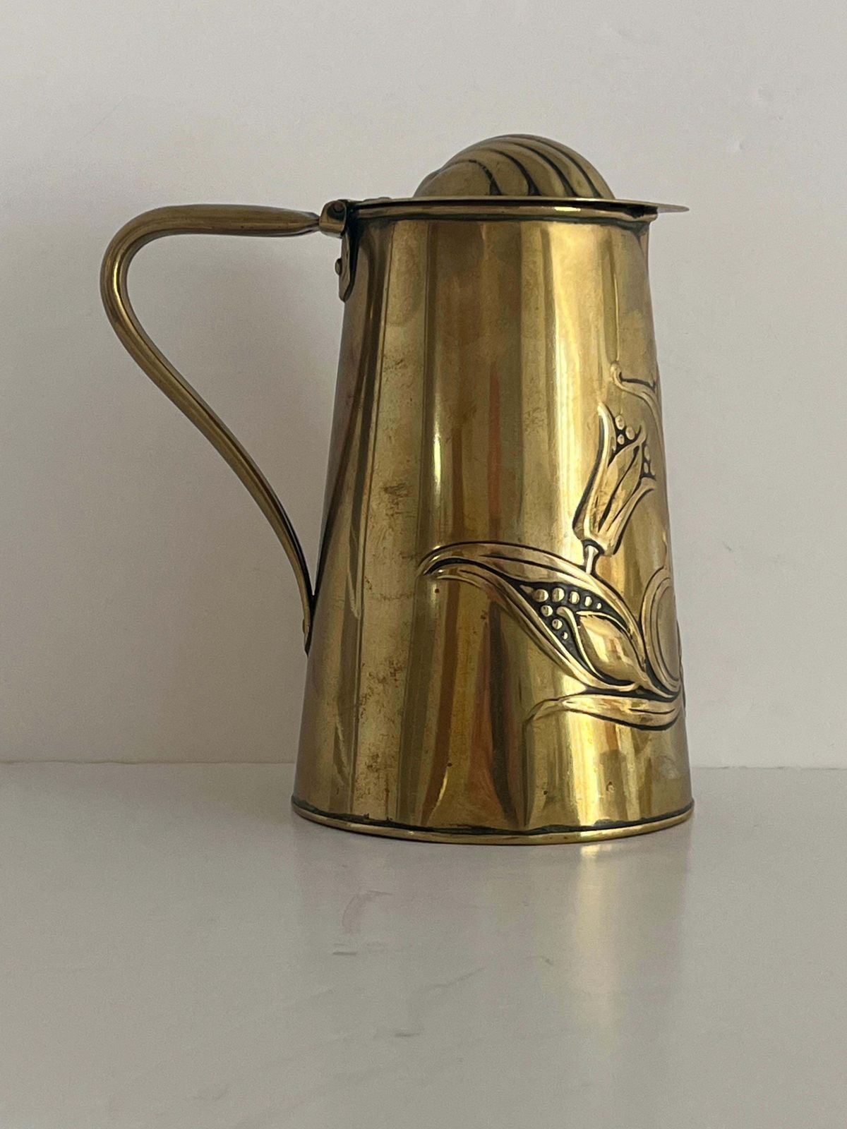 Art Nouveau Brass Water Jug By Joseph Sankey & Sons, Circa 1900 photo buy