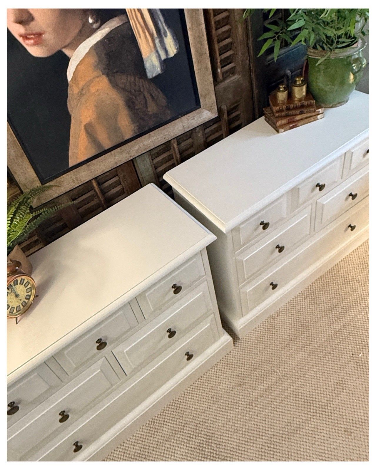 Large Pair Of  Bedside Chests, Bedside Tables  In Au Lait By Farrow And Ball photo for sale