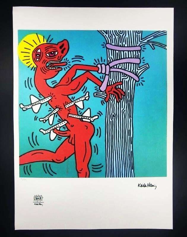 Keith Haring, gelimiteerde editie lithografie uit de jaren 1990, genummerd in potlood.
