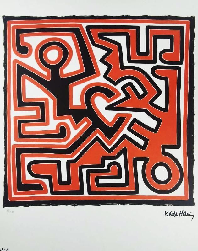 Lithographie en édition limitée Keith Haring, numérotée au crayon, années 1990. photo furniture