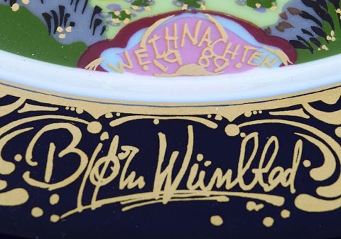 Bjørn Wiinblad For Rosenthal, Christmas Plate In Porcelain From 1989 photo for sale