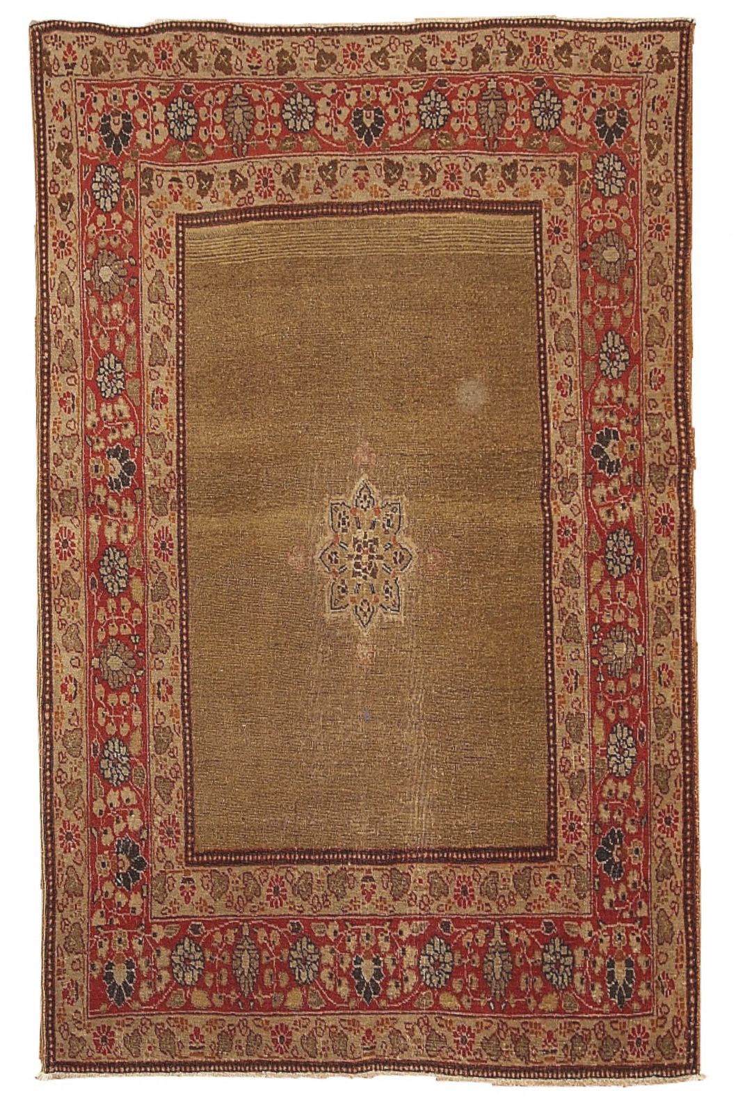 Tapis oriental fait main, 121 cm x 167 cm, laine, vers 1900, beige, rouge, brun